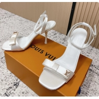 Stylish Louis Vuitton 6AM High Heeled Sandals White Satin 6061706