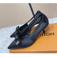 Sumptuous Louis Vuitton 6AM High Heeled Pumps Black Satin 6061708
