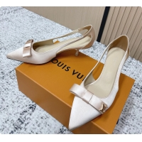 Hot Style Louis Vuitton 6AM Bowknot High Heeled Pumps Light Pink Satin 6061708