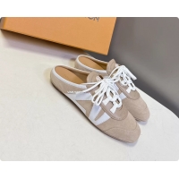 Unique Discount Louis Vuitton LV Sneakerina Open Back Ballerina Sneakers Light Gray White Leather 6061711