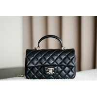 Famous Brand Chanel Classic Mini Top Handle Bag in Lambskin Leather AS2566 Black/Gold 2026