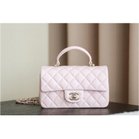 Inexpensive Chanel Classic Mini Top Handle Bag in Lambskin Leather AS2566 Light Pink/Gold 2026