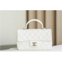 Top Quality Chanel Classic Mini Top Handle Bag in Lambskin Leather AS2566 White/Gold 2026
