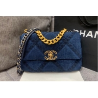 Cheap Chanel 19 In Fabric with Gold-Tone And Silver-Tone & Ruthenium-Finish Metal AS1160 Denim Blue 2026