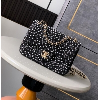 Discount Chanel Evening Party bag Sequins With Artificial Pearls & Gold-colored Metal Black & White AS6133