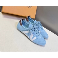 Best Grade Louis Vuitton LV Sneakerina Ballerina Sneakers Light Blue Suede Leather 6061802