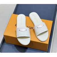 Luxurious Louis Vuitton Lily Flat Mule Sandals Greige Monogram Denim 6061804