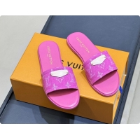 Charming Louis Vuitton Lily Flat Mule Sandals Fuchsia Monogram Denim 6061804