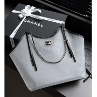 Top Grade Chanel Large Shopping Bag Mesh With Calfskin & Gold-Tone Metal Transparent AS5632 Black 2026