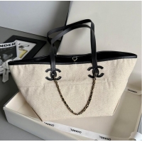 Promotional Chanel Small Shopping Bag Canvas With Calfskin & Gold-Tone Metal Ecru AS5638 Black 2026