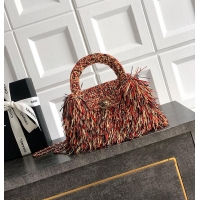 Classic Discount Chanel Raffia-Effect Fabric Mini Shopping Bag AS4416 Red/Light Beige/Black 2026