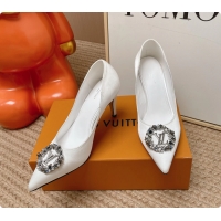 Most Popular Louis Vuitton LV Met Pumps White Satin 70MM 6062101