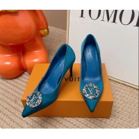 Unique Style Louis Vuitton LV Met Pumps Navy Blue Satin 70MM 6062101