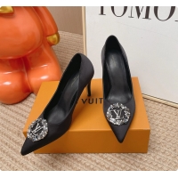 Pretty Style Louis Vuitton LV Met Pumps Black Satin 70MM 6062101