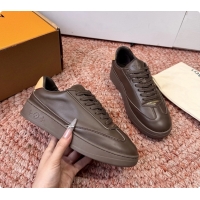 Best Grade Louis Vuitton LV Flash Sneakers Dark Brown Plain Calf Leather 6062103