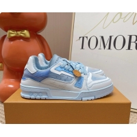 Top Grade Louis Vuitton LV Trainer Sneakers White Light Blue 6062104