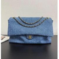 Luxury Discount Chanel Maxi Flap Bag Denim & Gold Metal AS6290 Blue 2026