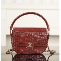 Super Quality Chanel Clutch Crocodile Embossed Calfskin & Gold-Tone Metal AS6425 Burgundy 2026