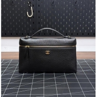 Most Popular Chanel Large Vanity with chain Grained Calfskin & Gold-Tone Metal AS6278 Black