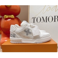 Charming Louis Vuitton LV Trainer Sneakers White Calfskin and Mesh 6062104