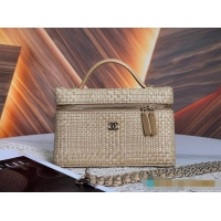 Buy Cheap Chanel Classic Long Vanity with Chain Braided Raffia & Gold-Tone Metal AS6280 Black