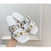Duplicate Louis Vuitton White Monogram Canvas Flat Slides Sandals 6062105