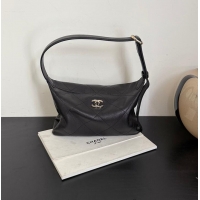 Cheapest Chanel Hobo Handbag Shiny Lambskin & Gold-Tone Metal AS6284 Black