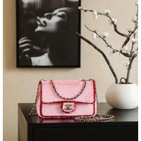 Super Quality Chanel Foldable flap bag Sequins & Gold-Plated Metal AP6287 Pink/Red