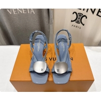 Best Grade Louis Vuitton LV Treasure Heeled Sandals Sky Blue Patent Calf Leather 35MM 6062208