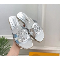 Most Popular Louis Vuitton LV Isola Flat Mule Slides Sandals Silver Metallic Lambskin Leather 6062201