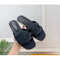 Good Looking Louis Vuitton LV Isola Flat Mule Slides Sandals Black Lambskin Leather 6062201