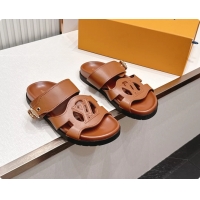 Top Design Louis Vuitton LV Isola Comfort Flat Mule Sandals Brown Calfskin Leather 6062203