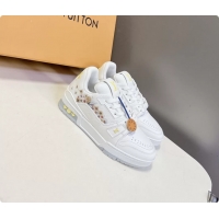 Good Product Louis Vuitton LV Trainer Sneakers White Calfskin Leather 6062204