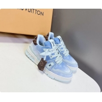 Top Grade Louis Vuitton LV Trainer Sneakers Blue Monogram Printed Canvas 6062204