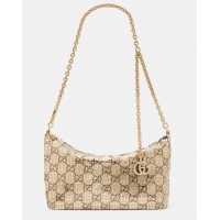 Famous Brand Gucci Metallic GG Mesh Should Bag With Charm ‎874771 Gold 2026