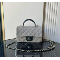 Good Product Chanel Classic Flap Bag In Quilted Suede With Leather Top Handle Bag AS5158 Grey 2026