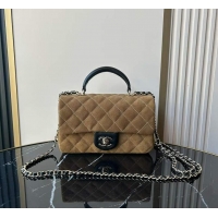 Top Grade Chanel Classic Flap Bag In Quilted Suede With Leather Top Handle Bag AS5158 Brown 2026