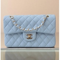 Famous Brand Chanel Classic Flap Bag Caviar Leather AP4176 Light Blue/Gold 2026