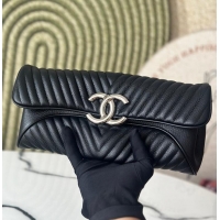 Modern Classic Chanel Leather Chevron Clutch AS4199 Black 2026