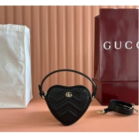 Top Quality Gucci Heart-Shaped GG Marmont Mini Bag 589565 Black 2026