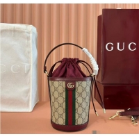 Best Product Gucci Ophidia GG Leather And Canvas Mini Bucket Bag ‎760202 Red 2026