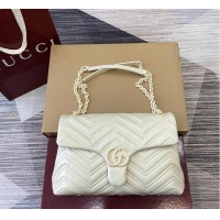 Buy Discount Gucci GG Marmont Leather Medium Shoulder Bag 850676 Ivory 2026
