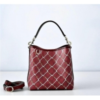New Fashion Gucci GG Monogram Fabric Emblem Small Bucket Bag 815118 Red/Pink 2026
