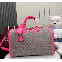 Top Design Gucci GG Medium Duffle Bag In GG Fabric 834962 Beige/Pink 2026