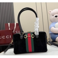 Cheapest Gucci Borsetto Medium Boston Bag In Suede 866732 Black 2026