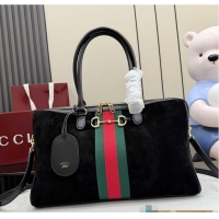 Top Quality Gucci Borsetto Large Boston Bag In Suede 866733 Black 2026