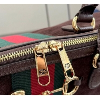 Promotional Gucci Borsetto Large Boston Bag In Suede 866733 Dark Brown 2026