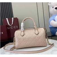 Famous Brand Gucci GG Leather Emblem Small Top Handle Bag 815255 Beige 2026