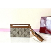 Good Quality Gucci GG Emblem Card Case With Strap 782850 Brown 2026