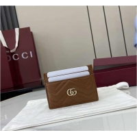 Big Discount Gucci Calfskin Matelasse GG Marmont Card Holder 828148 Tan 2026